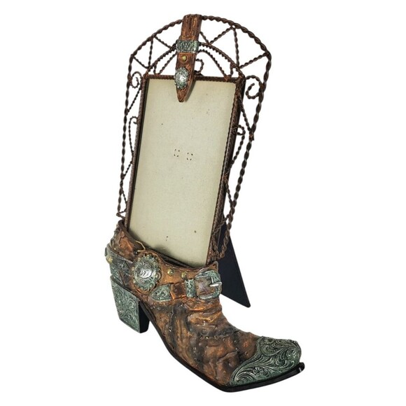 Vintage Boho Western Blingy Rustic Cowboy Boot 5"x7" Picture Frame - Picture 5 of 8